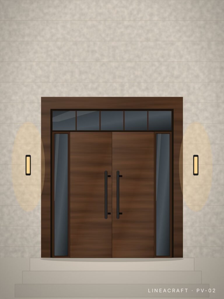 Villa door PV-02 – flush smooth, walnut – LINEACRAFT