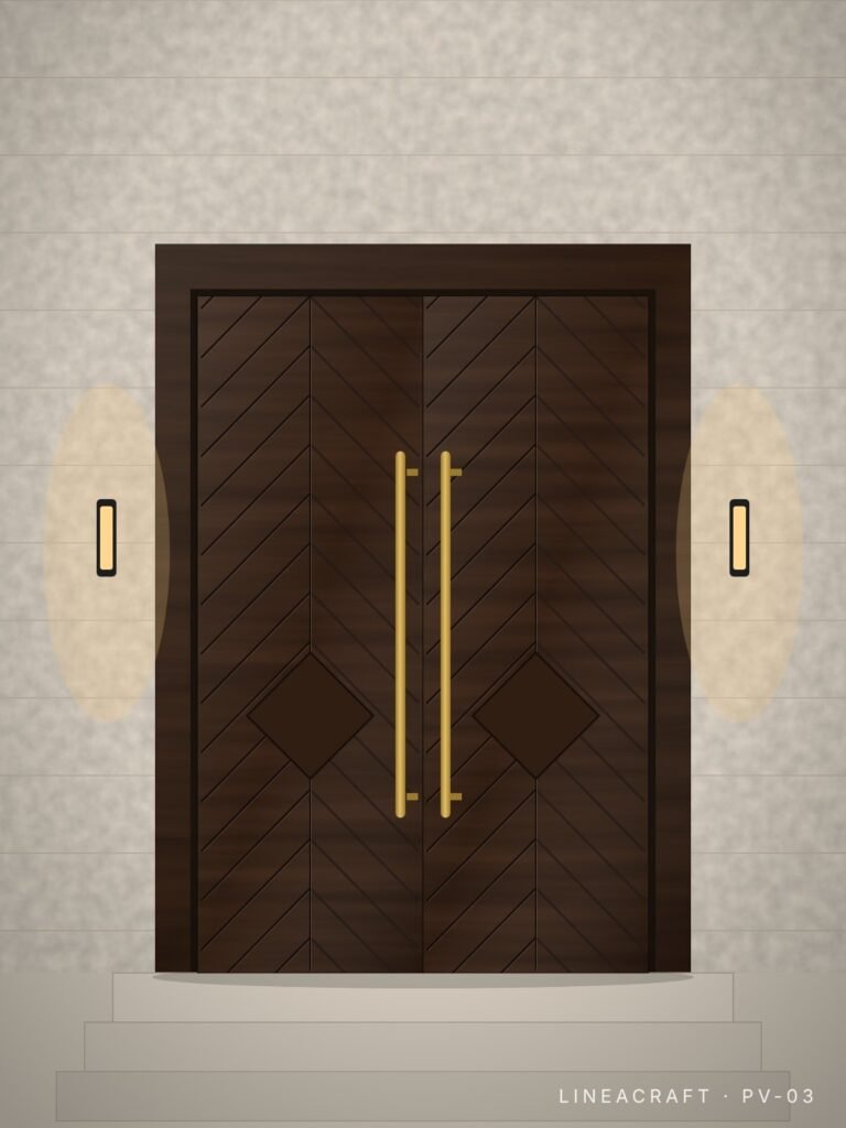 Villa door PV-03 – chevron pattern, dark wenge – LINEACRAFT