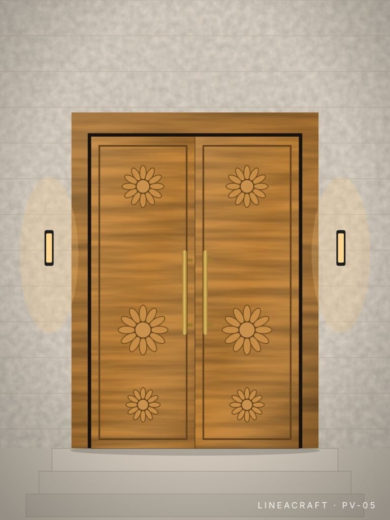 Villa door PV-05 – traditional carved, honey oak – LINEACRAFT
