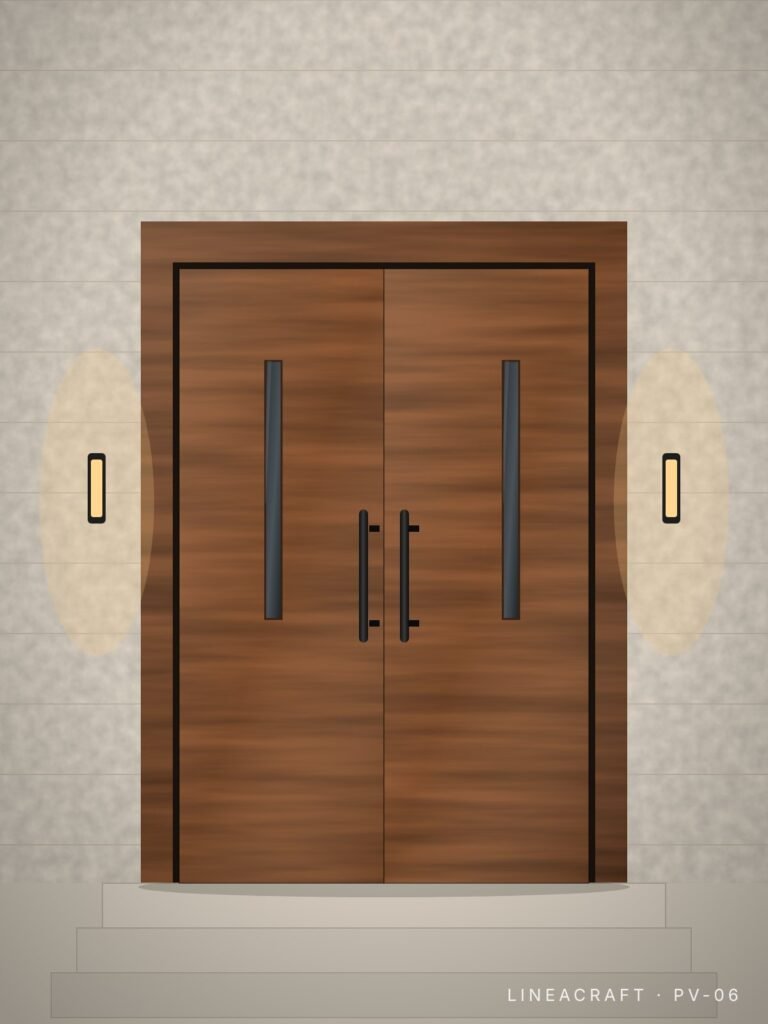 Villa door PV-06 – glazed slots, teak – LINEACRAFT