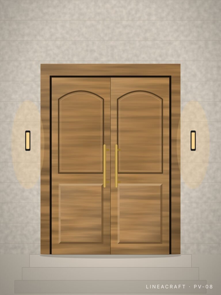 Villa door PV-08 – arched panel, oak – LINEACRAFT