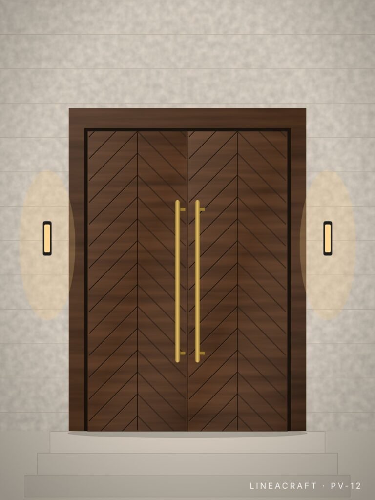 Villa door PV-12 – chevron pattern, walnut – LINEACRAFT