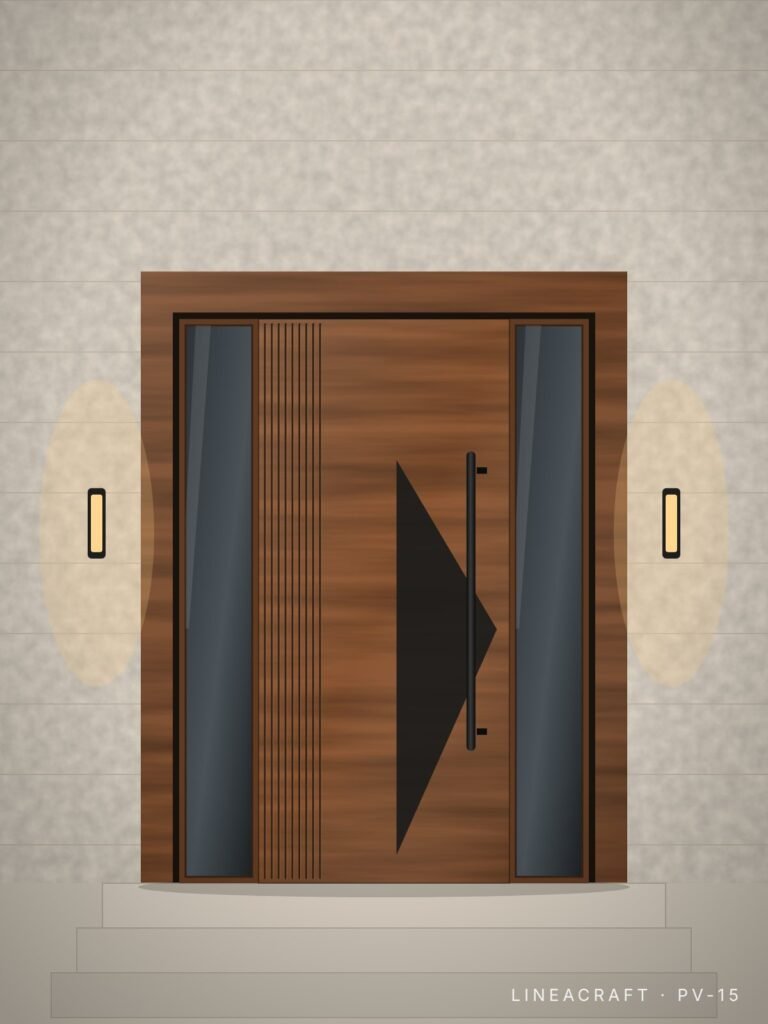Villa door PV-15 – fluted, teak – LINEACRAFT