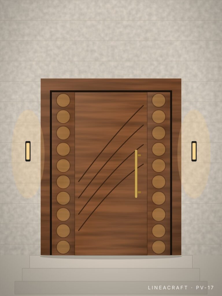 Villa door PV-17 – arc motif, teak – LINEACRAFT