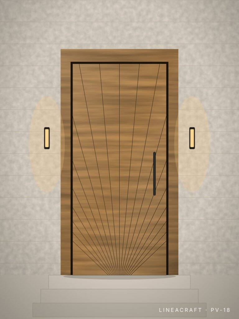 Villa door PV-18 – radial motif, oak – LINEACRAFT