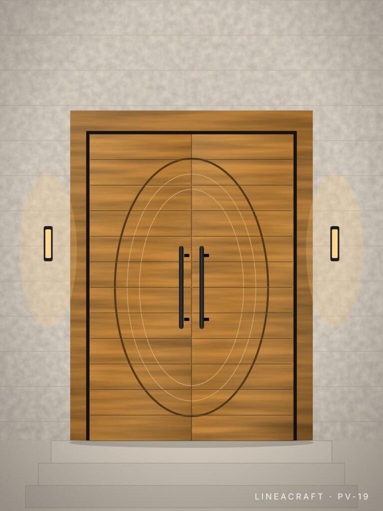 Villa door PV-19 – circle motif, honey oak – LINEACRAFT