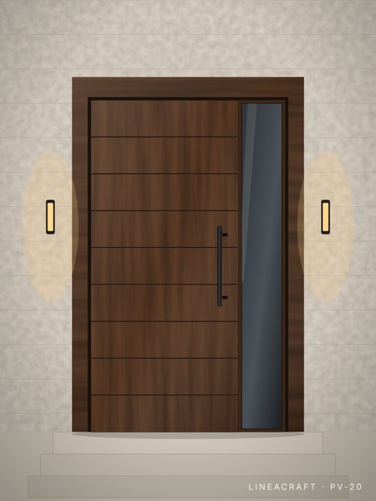Villa door PV-20 – horizontal grooves, walnut – LINEACRAFT