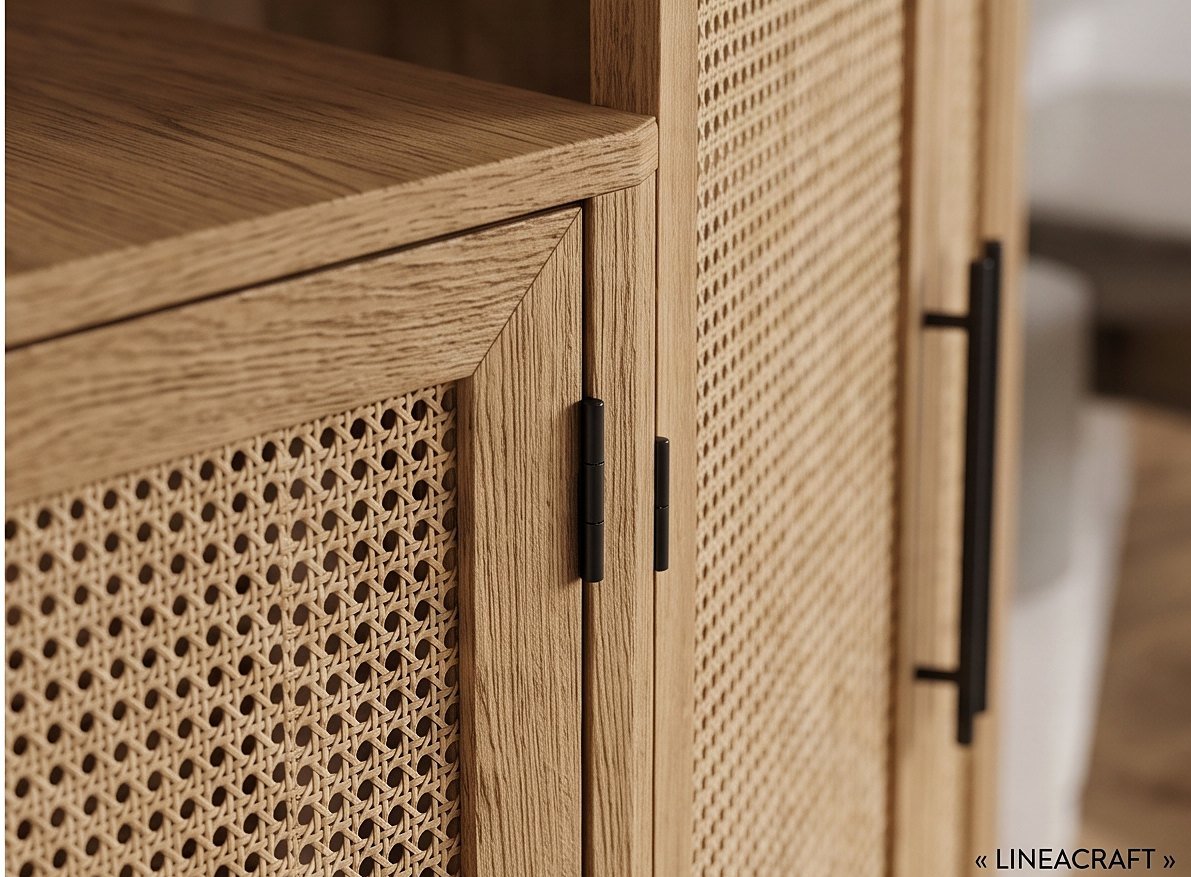 Cane & Oak Corner Bar Cabinet – 3