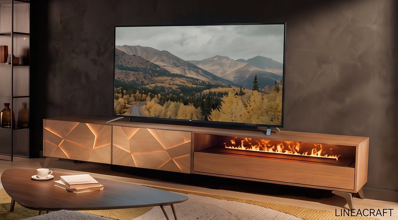 Facettes TV Unit 240 cm with Electric Fireplace