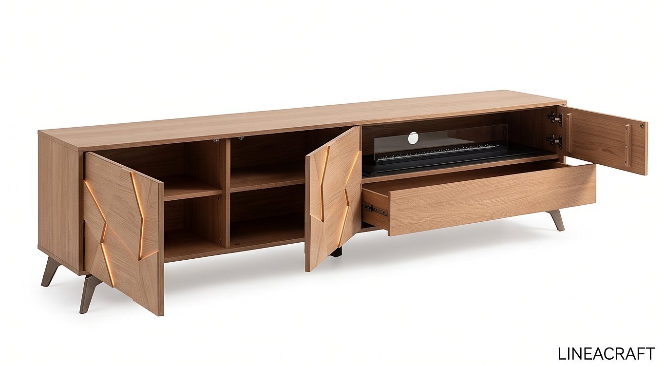 Facettes TV Unit 240 cm with Electric Fireplace – 2