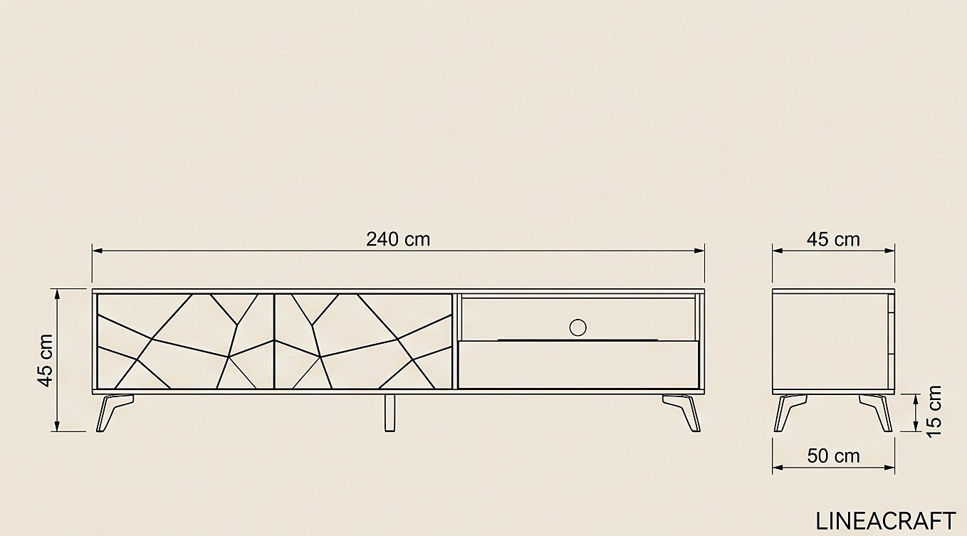 Facettes TV Unit 240 cm with Electric Fireplace – 4