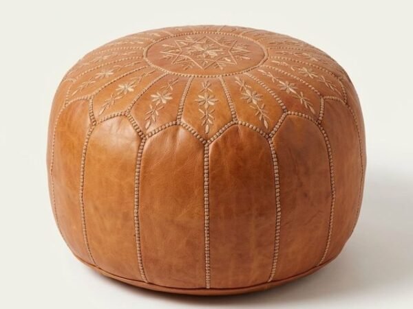 Embroidered leather pouf – LINEACRAFT