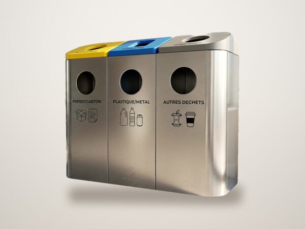 Stainless steel recycling station – 3 streams