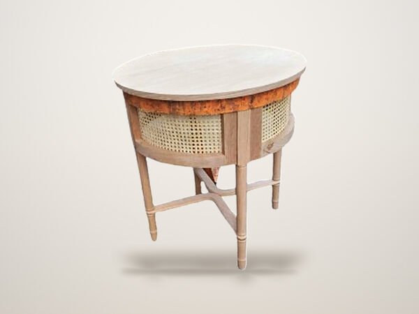 Cane side table with marble top