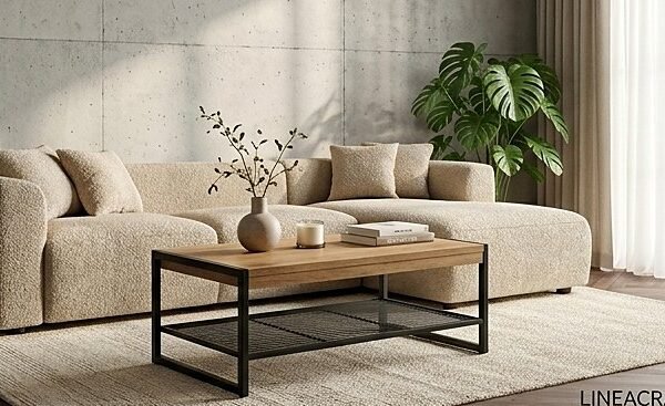 Industrial Coffee Table, Oak & Metal