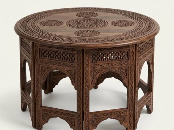 Mogador carved round table – LINEACRAFT