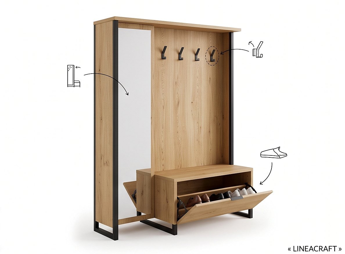 Hallway Unit with Mirror and Shoe Bench – 2