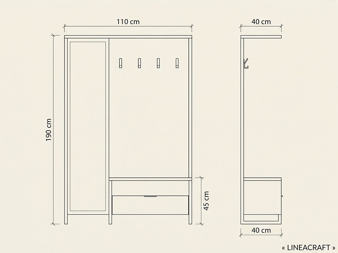 Hallway Unit with Mirror and Shoe Bench – 4