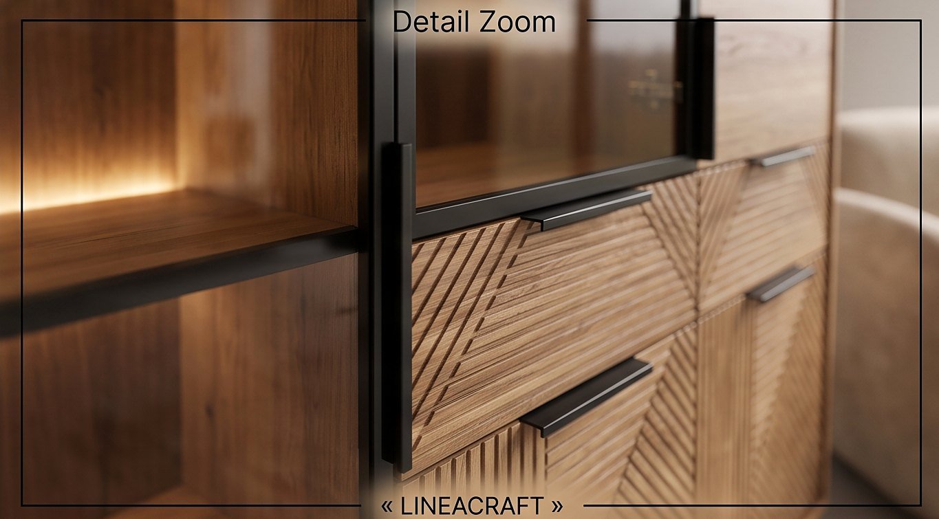 Tall Walnut Display Cabinet with LED – 3
