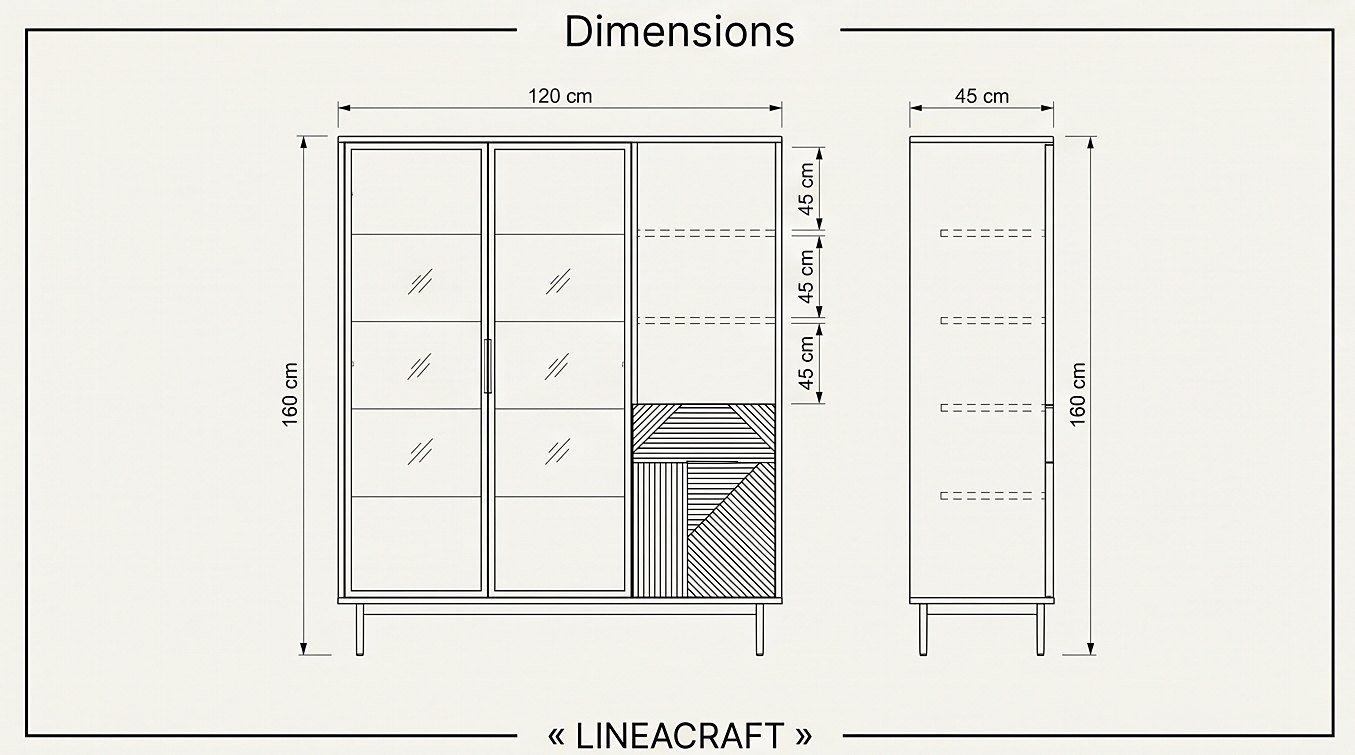 Tall Walnut Display Cabinet with LED – 4